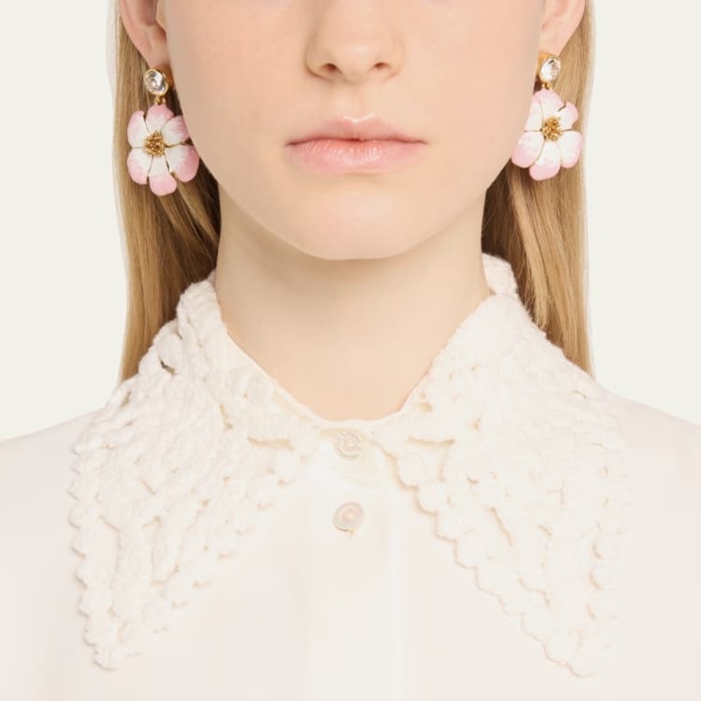 OSCAR DE LA RENTA
Crystal Enamel Flower Drop Earrings